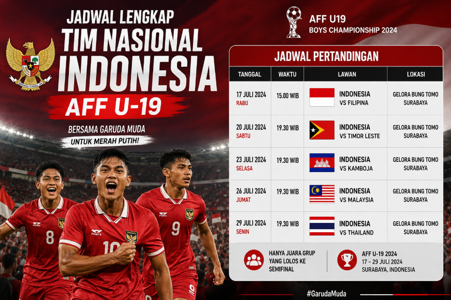 Jadwal Lengkap Tim Nasional Indonesia AFF U-19