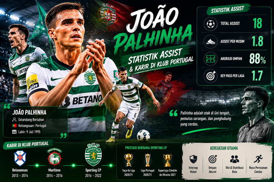João Palhinha : Statistik Assist, dan Karir di klub Portugal 6 João Palhinha : Statistik Assist, dan Karir di klub Portugal