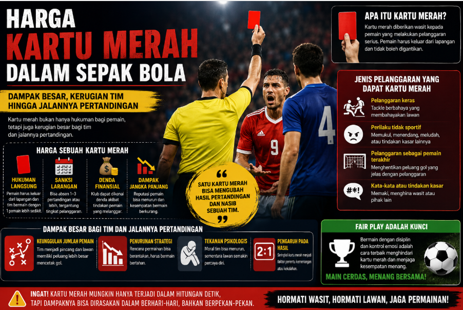 Harga Kartu Merah dalam Sepak Bola Dampak Besar, Kerugian Tim Hingga Jalannya Pertandingan