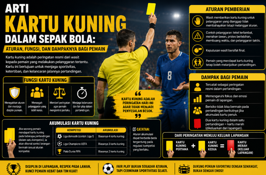 Arti Kartu Kuning dalam Sepak Bola: Aturan, Fungsi, dan Dampaknya bagi Pemain