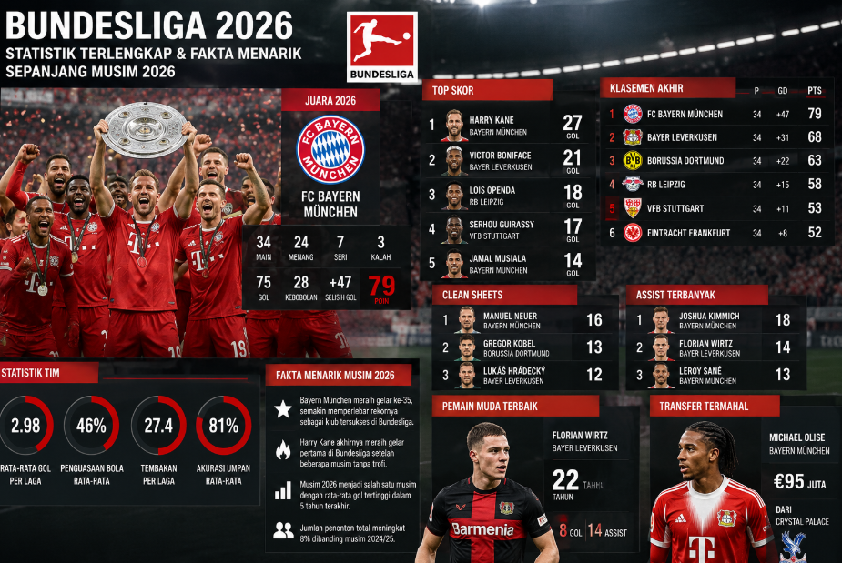 Statistik Bundesliga Terlengkap dan Fakta Menarik Sepanjang Musim 2026