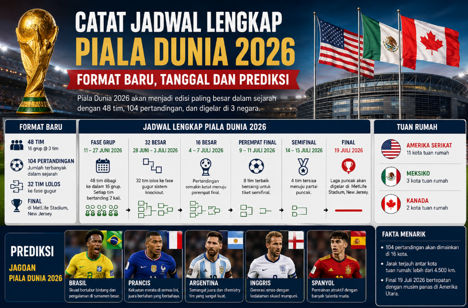 Catat Jadwal Lengkap Piala Dunia 2026: Format Baru, Tanggal dan Prediksi