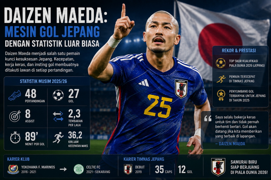 Daizen Maeda: Mesin Gol Jepang dengan Statistik Luar Biasa