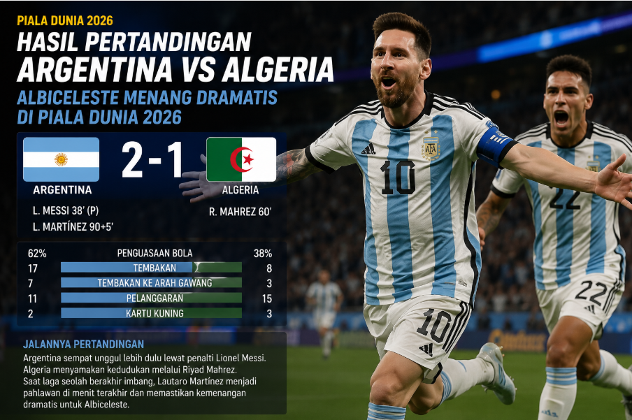 Hasil Argentina vs Algeria: Albiceleste Menang Dramatis di Piala Dunia 2026 4 Hasil Argentina vs Algeria: Albiceleste Menang Dramatis di Piala Dunia 2026