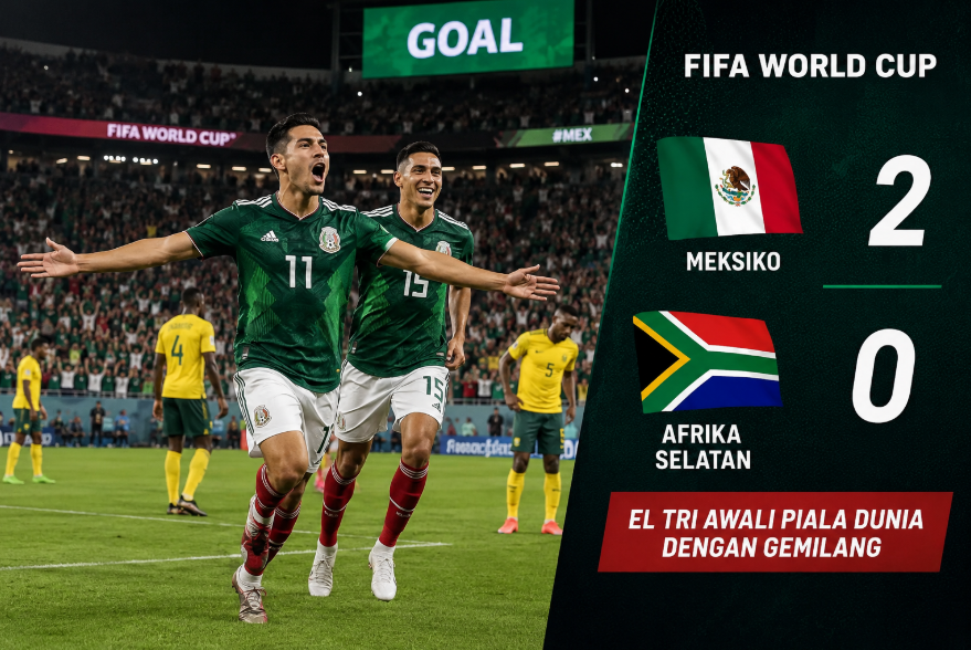 Hasil Meksiko vs Afrika Selatan 2-0: El Tri Awali Piala Dunia dengan Gemilang