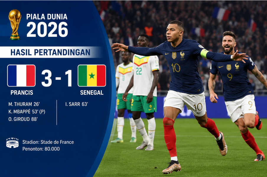 Hasil Prancis vs Senegal Piala Dunia 2026: Les Bleus Menang 3-1 5 Hasil Prancis vs Senegal Piala Dunia 2026: Les Bleus Menang 3-1