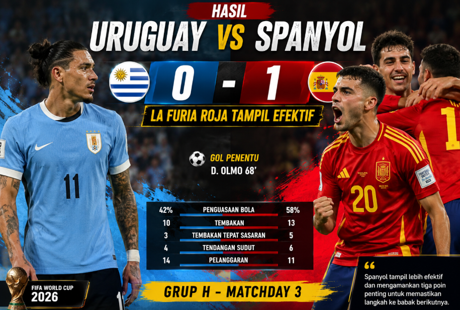Hasil Uruguay vs Spanyol 0-1: La Furia Roja Tampil Efektif 7 Hasil Uruguay vs Spanyol 0-1 La Furia Roja Tampil Efektif