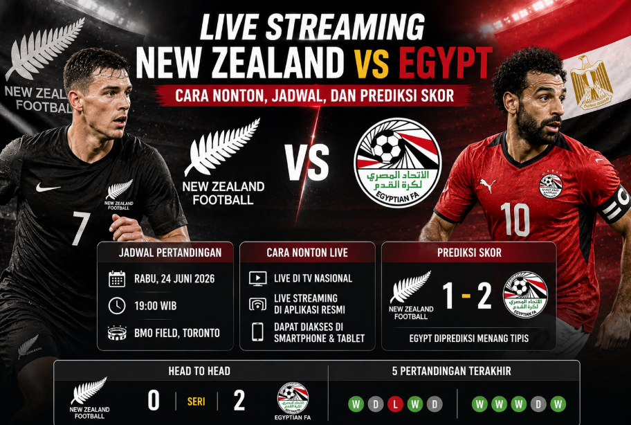Live Streaming New Zealand vs Egypt: Cara Nonton, Jadwal, dan Prediksi Skor 3 Live Streaming New Zealand vs Egypt
