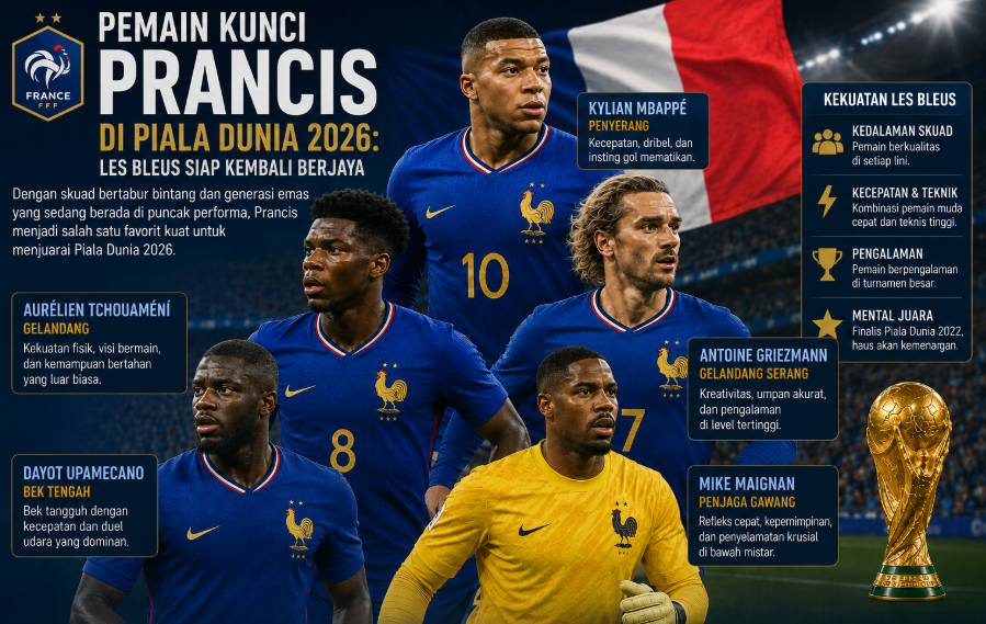 Pemain Kunci Prancis di Piala Dunia 2026: Les Bleus Siap Kembali Berjaya 1 Pemain Kunci Prancis di Piala Dunia 2026: Les Bleus Siap Kembali Berjaya
