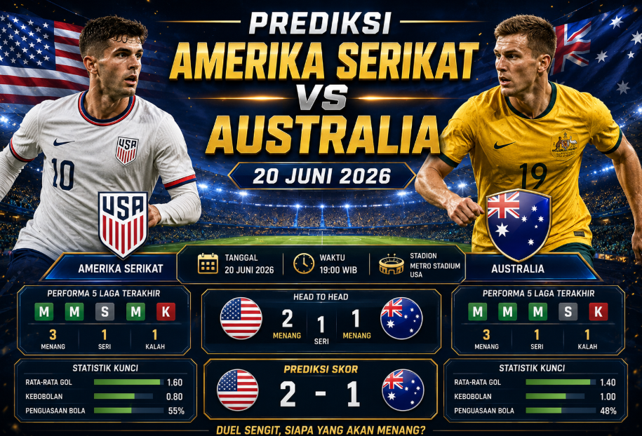 Prediksi Amerika Serikat vs Australia: Duel Panas Grup D
