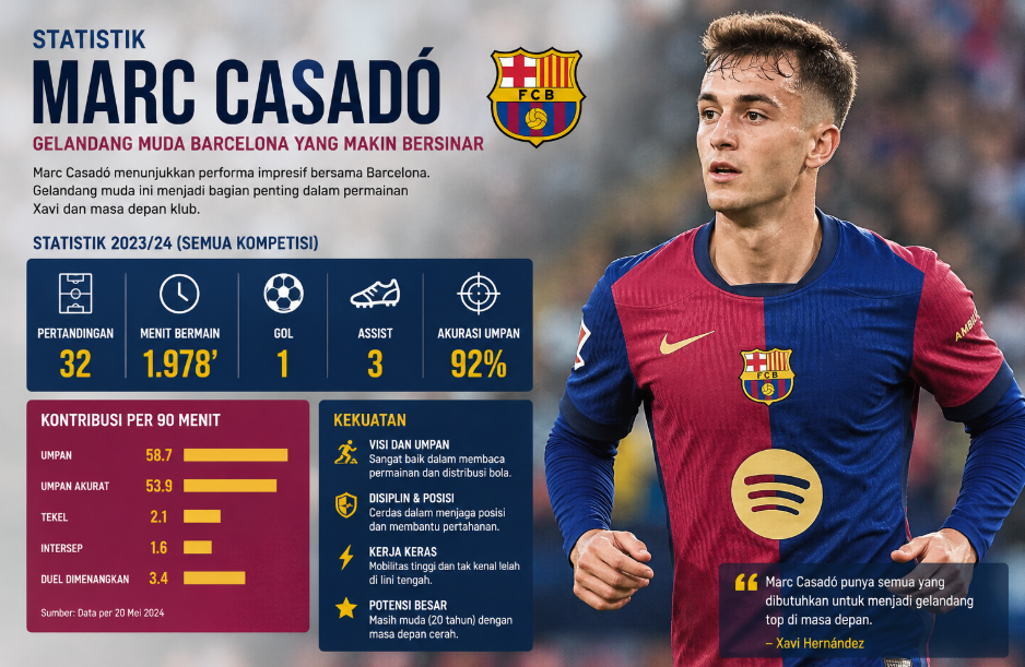 Statistik Marc Casadó: Gelandang Muda Barcelona yang Makin Bersinar 4 Statistik Marc Casadó: Gelandang Muda Barcelona yang Makin Bersinar