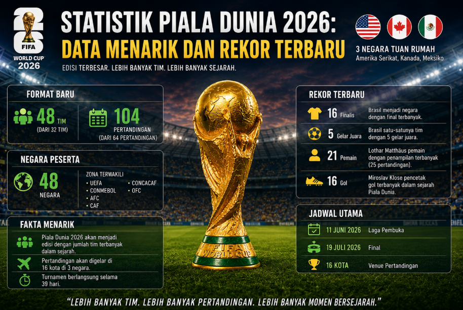 Statistik Piala Dunia 2026: Data Menarik dan Rekor Terbaru 3 Statistik Piala Dunia 2026: Data Menarik dan Rekor Terbaru
