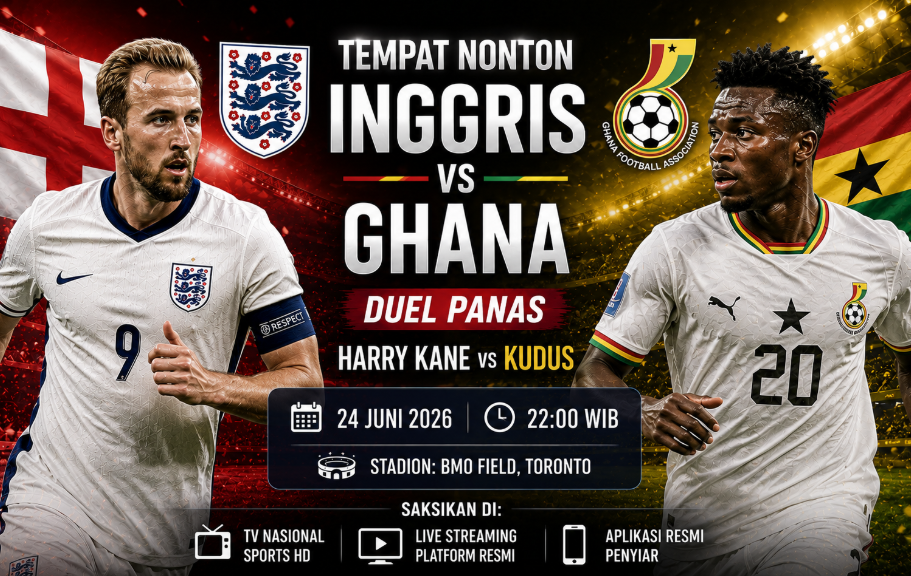 Tempat Nonton Inggris vs Ghana: Duel Panas Harry Kane vs Kudus 4 Tempat Nonton Inggris vs Ghana: Duel Panas Harry Kane vs Kudus