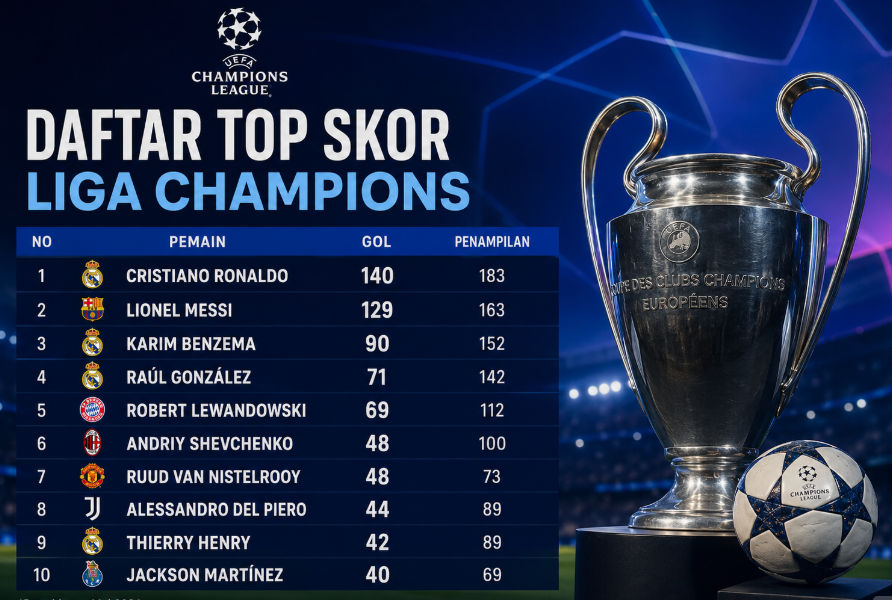UEFA Champions League: Daftar Top Skor Liga Champions