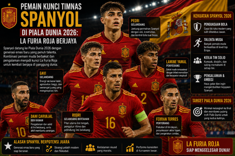 Pemain Kunci Timnas Spanyol di Piala Dunia 2026: La Furia Roja Berjaya 8 Pemain Kunci Timnas Spanyol di Piala Dunia 2026: La Furia Roja Berjaya