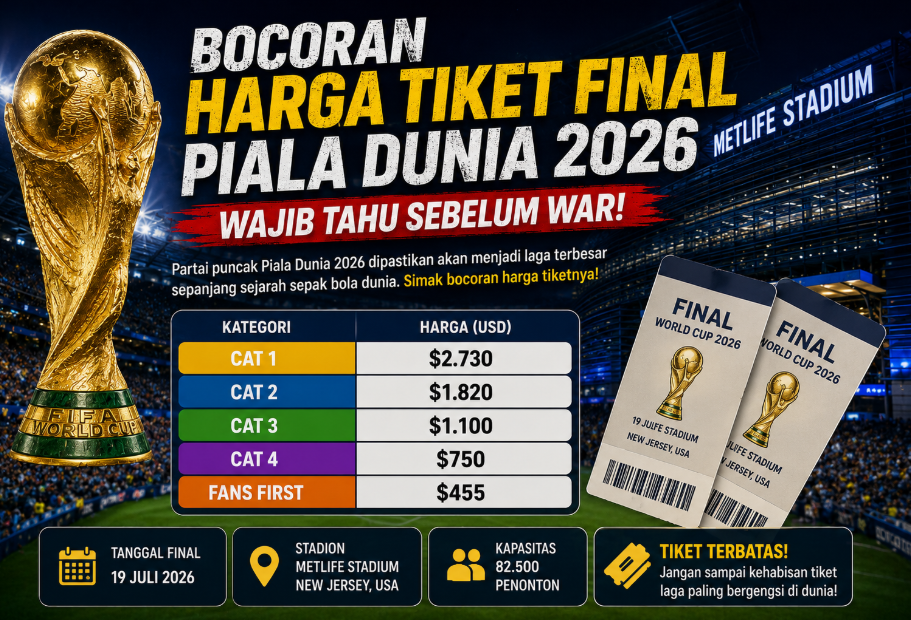 Bocoran Harga Tiket Final Piala Dunia 2026 Wajib Tahu Sebelum War! 4 Bocoran Harga Tiket Final Piala Dunia 2026 Wajib Tahu Sebelum War!