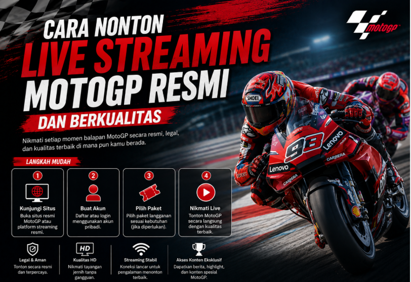 Cara Nonton Live Streaming MotoGP Resmi Dan Berkualitas 8 MotoGP menjadi salah satu ajang balap motor paling bergengsi di dunia yang selalu menarik perhatian jutaan penggemar setiap musimnya.