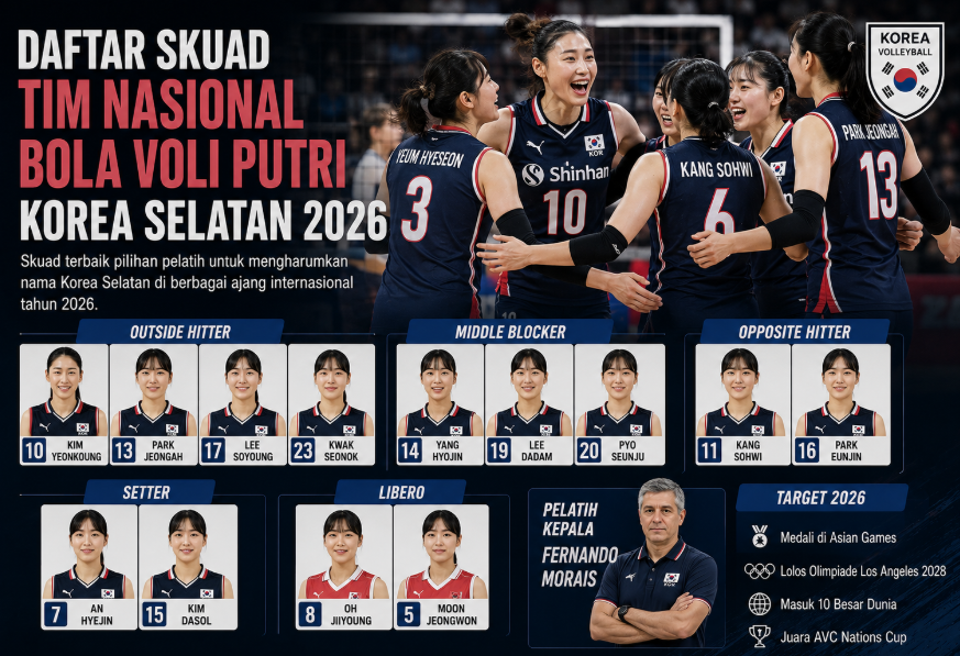 Daftar Skuad Tim Nasional Bola Voli Putri Korea Selatan 2026 3 Daftar Skuad Tim Nasional Bola Voli Putri Korea Selatan 2026
