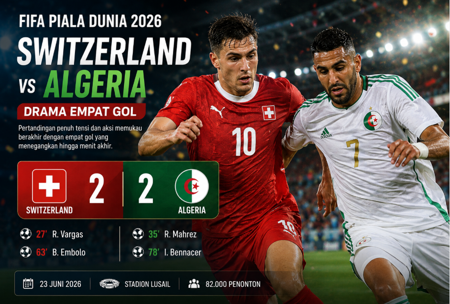 FIFA Piala Dunia 2026 Switzerland vs Algeria: Drama Empat Gol 9 FIFA Piala Dunia 2026 Switzerland vs Algeria: Drama Empat Gol
