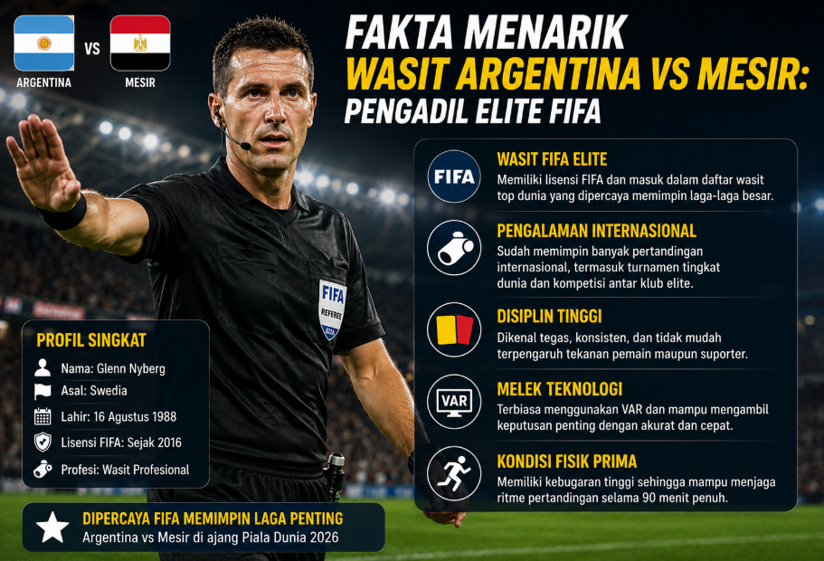 Fakta Menarik Wasit Argentina vs Mesir: Pengadil Elite FIFA
