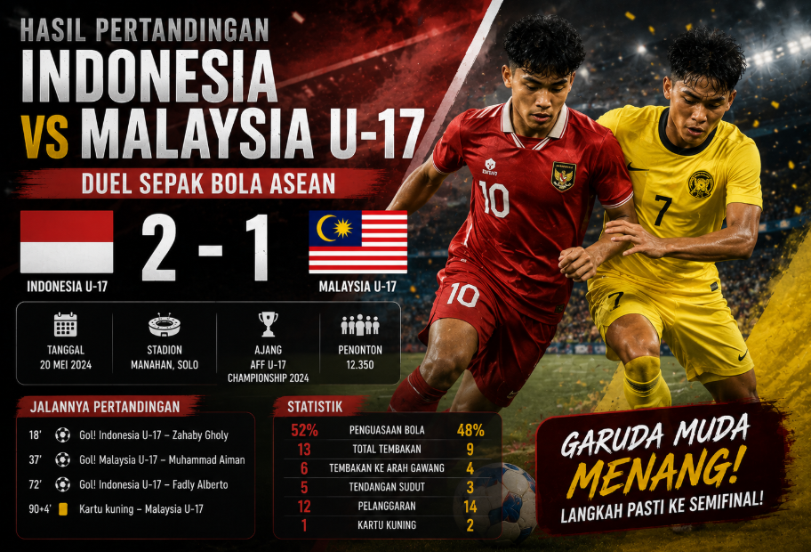 Hasil Indonesia vs Malaysia U-17: Duel Sepak Bola ASEAN 6 Hasil Indonesia vs Malaysia U-17: Duel Sepak Bola ASEAN