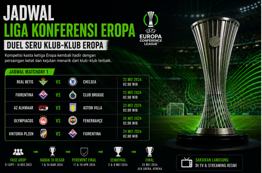 Jadwal Liga Konferensi Eropa: Duel Seru Klub-Klub Eropa 2 Jadwal Liga Konferensi Eropa: Duel Seru Klub-Klub Eropa