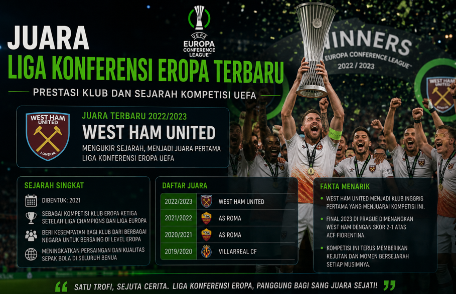 Juara Liga Konferensi Eropa: Prestasi Klub dan Sejarah Kompetisi UEFA 3 Juara Liga Konferensi Eropa Terbaru: Prestasi Klub dan Sejarah Kompetisi UEFA