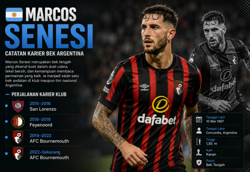 Marcos Senesi Statistik, Catatan karier Bek Argentina 7 Marcos Senesi Statistik, Catatan karier Bek Argentina