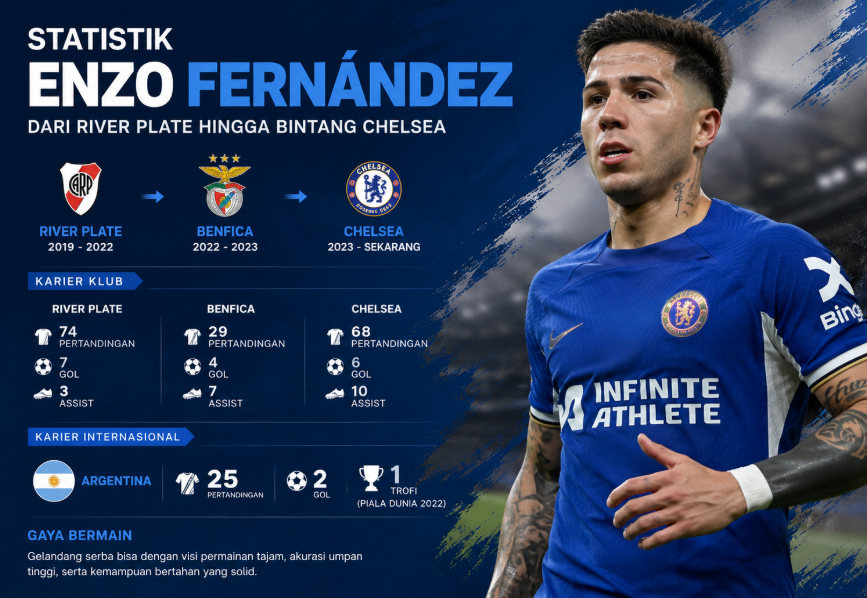 Statistik Enzo Fernández: Dari River Plate Hingga Bintang Chelsea 9 Statistik Enzo Fernández: Dari River Plate Hingga Bintang Chelsea