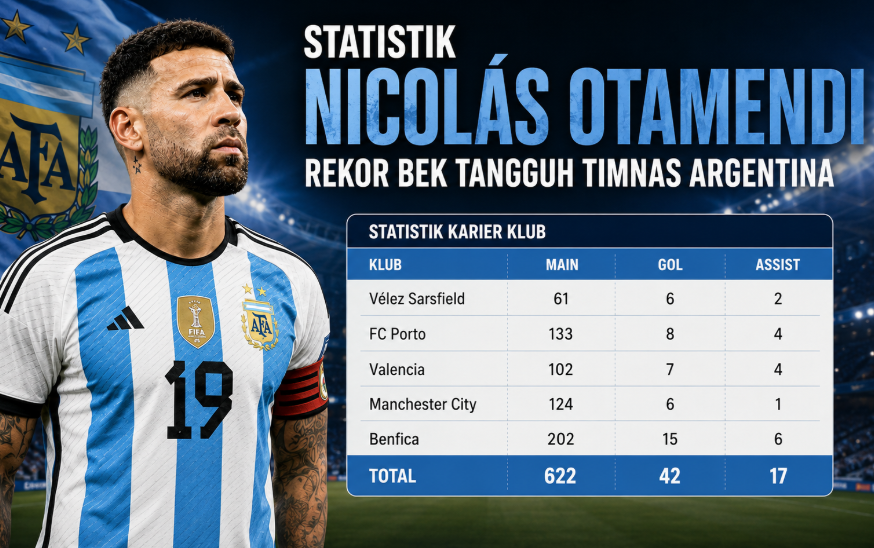 Statistik Nicolás Otamendi Rekor Bek Tangguh Timnas Argentina 5 nicolas